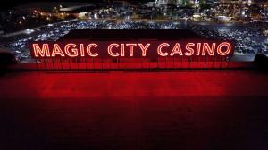 Outdoor signage reading Magic City Casino