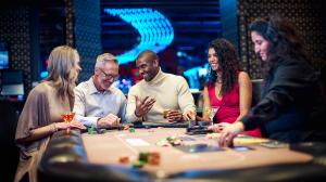 Adults smiling and gambling