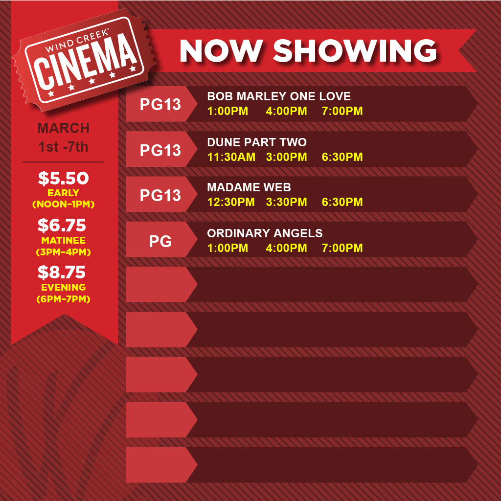 Cinema Showtimes 3-01 through 3-07 2024