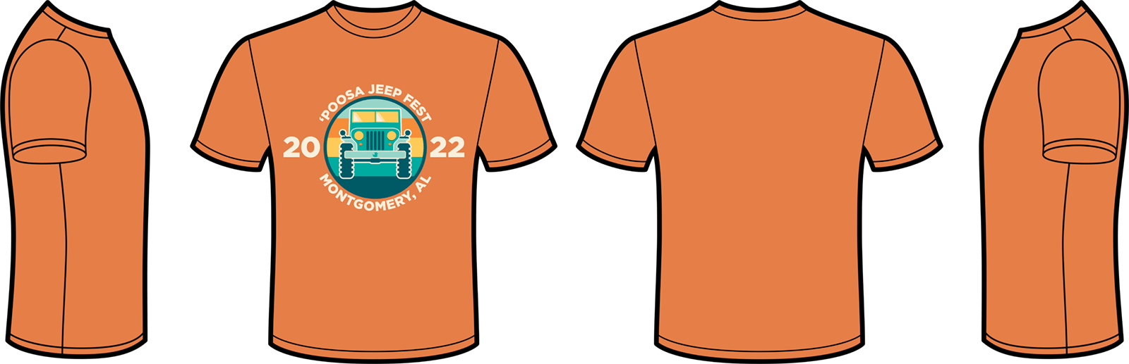 Poosa Jeep T-shirt V2 Orange
