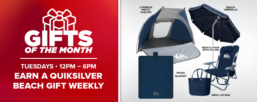 Featured image for the GIFT OF THE MONTH: QUIKSILVER BEACH ITEMS promotional event