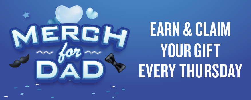 Featured image for the MERCH FOR DAD promotional event