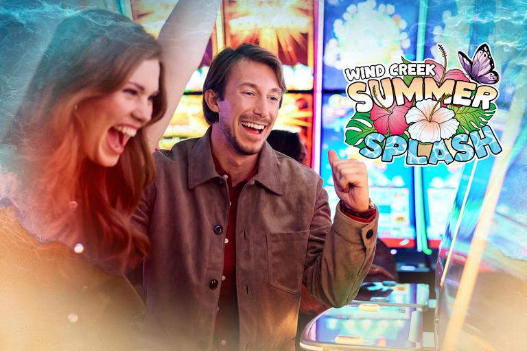 Couple Playing Slot Machine