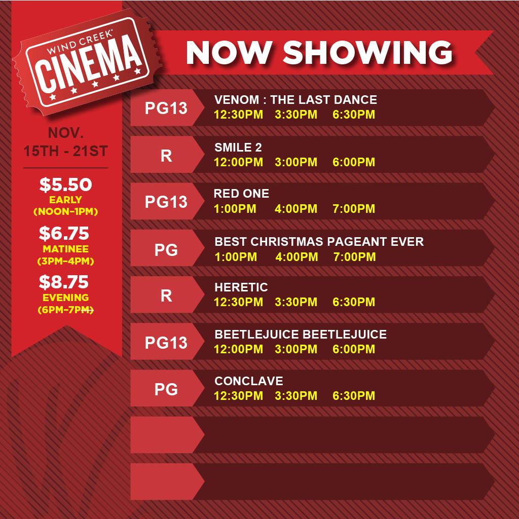 Cinema Showtimes Nov. 15th to Nov. 21st