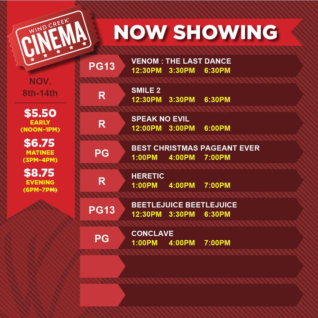 Cinema Showtimes Nov. 8th - Nov. 14th