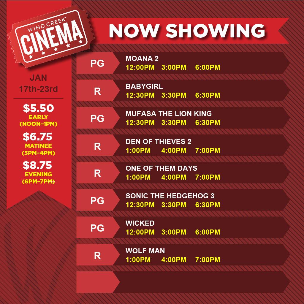 Cinema Showtimes January 17th - January 23rd