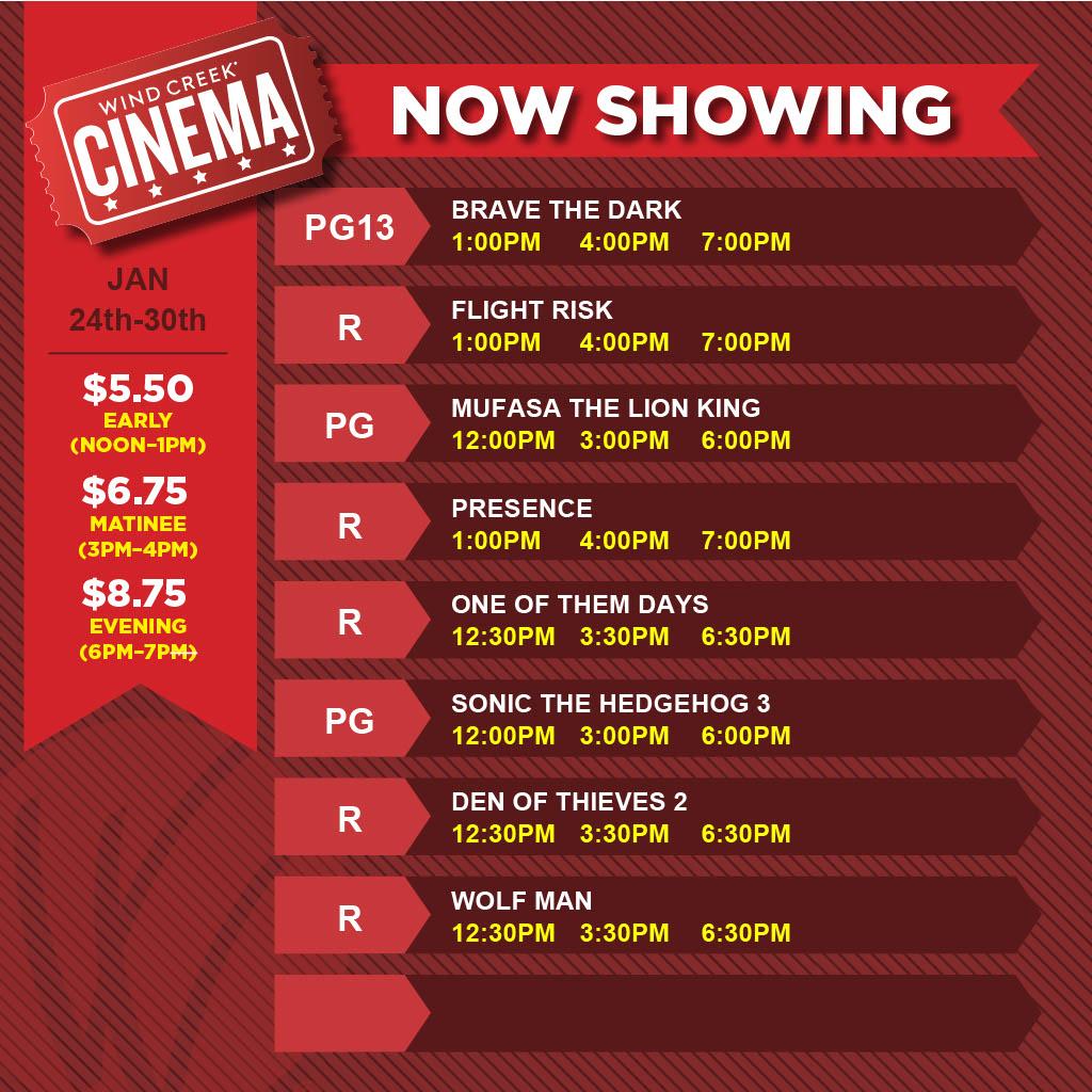 Cinema Showtimes Jan. 25th - 30th