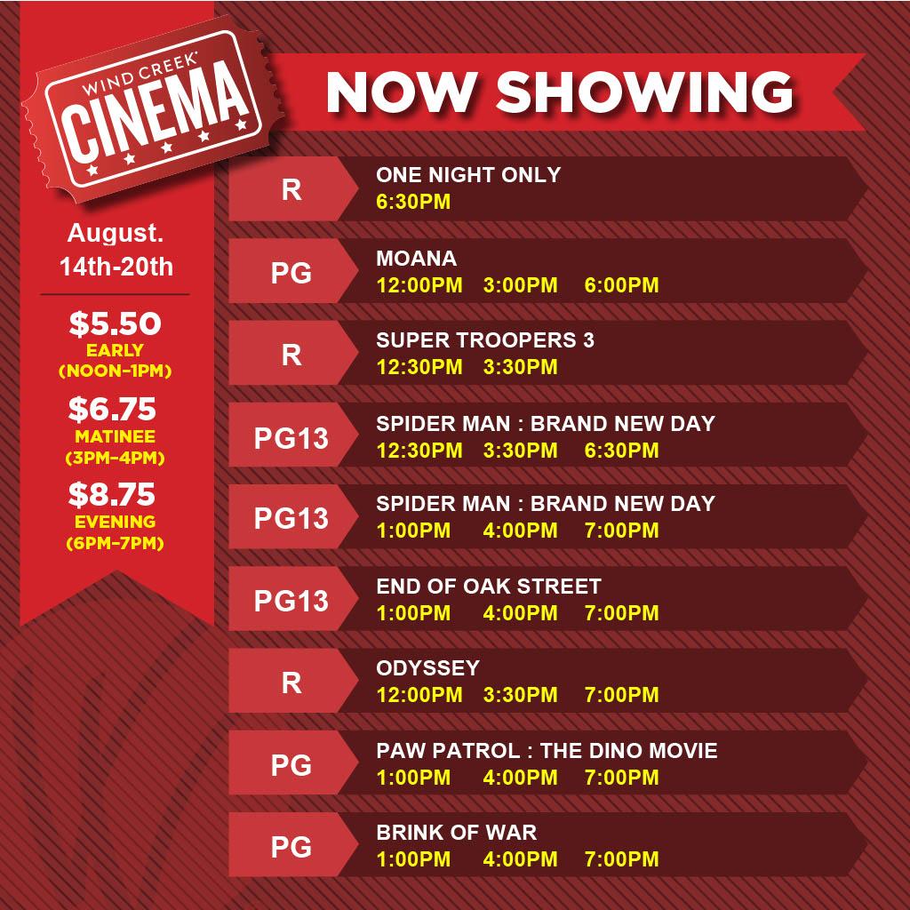 Cinema Showtimes August 14th-20th 